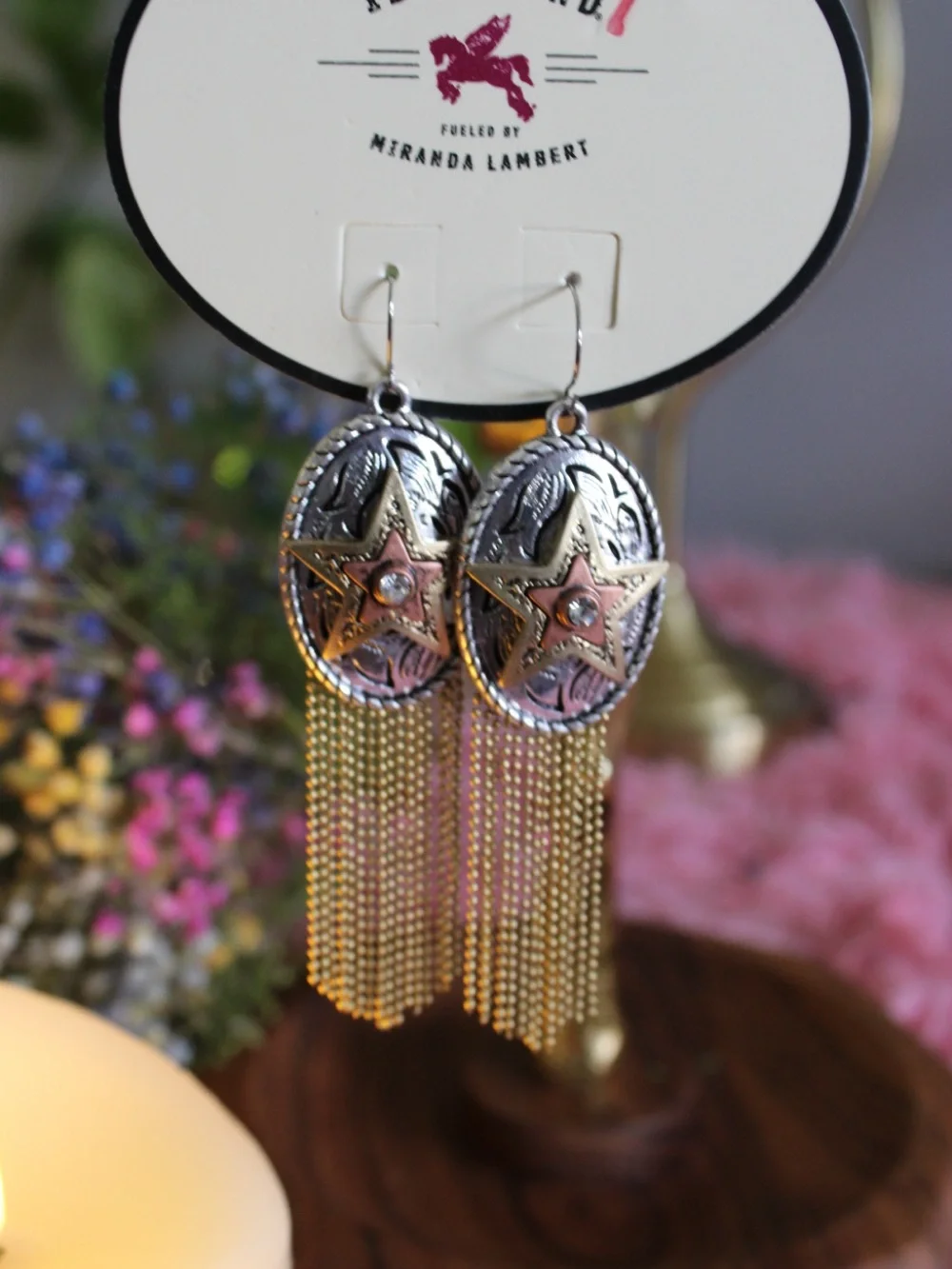 Idyllwind Miranda Lambert Two-Tone Star Fringe Drop Earrings - Gold and Silver